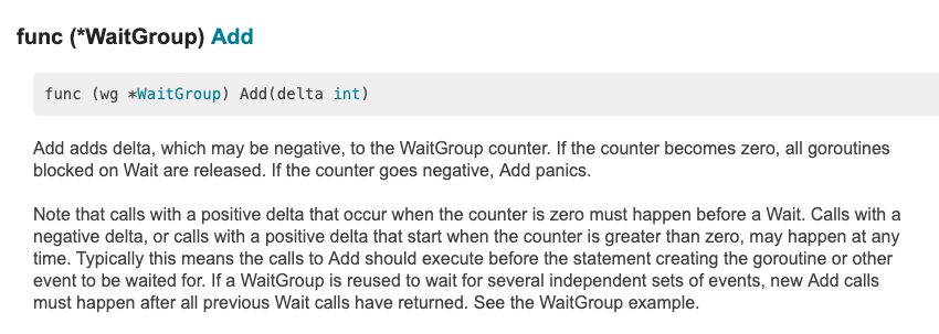 WaitGroup Add